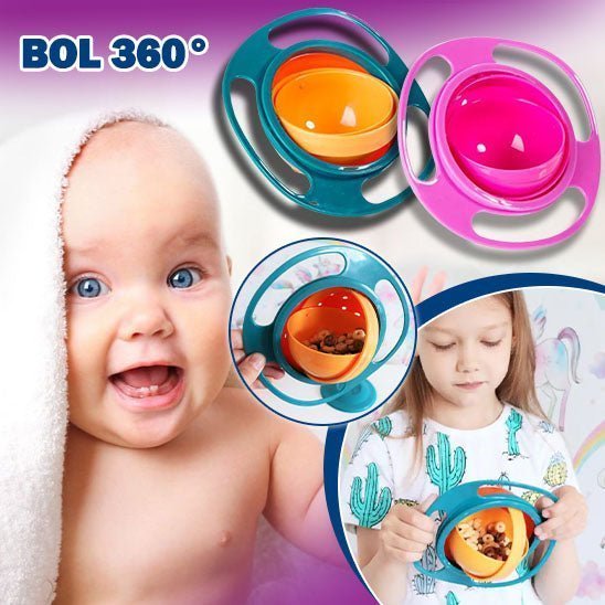 Gearmax Bol Bébé Anti-Renversement OVNI Gyro Bowl Rotation 360° - Résistant Éclaboussures